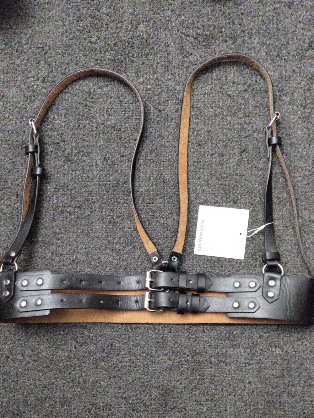 Petit Momments Vegan Black Double-Strap Leather Harness/Waist Belt